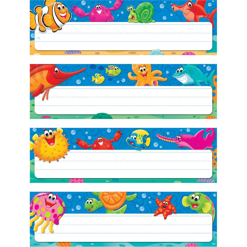 Trend Enterprises Desk Toppers Sea Buddies School Name Plates, 9.5" x 2.88", 32/Pack (T-69948)