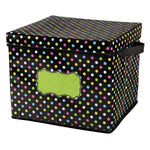 Teacher Created Resources Chalkboard Brights 12"H x 13"W Non-Woven PVC Bin, Black with Multicolor Dots (TCR20766)
