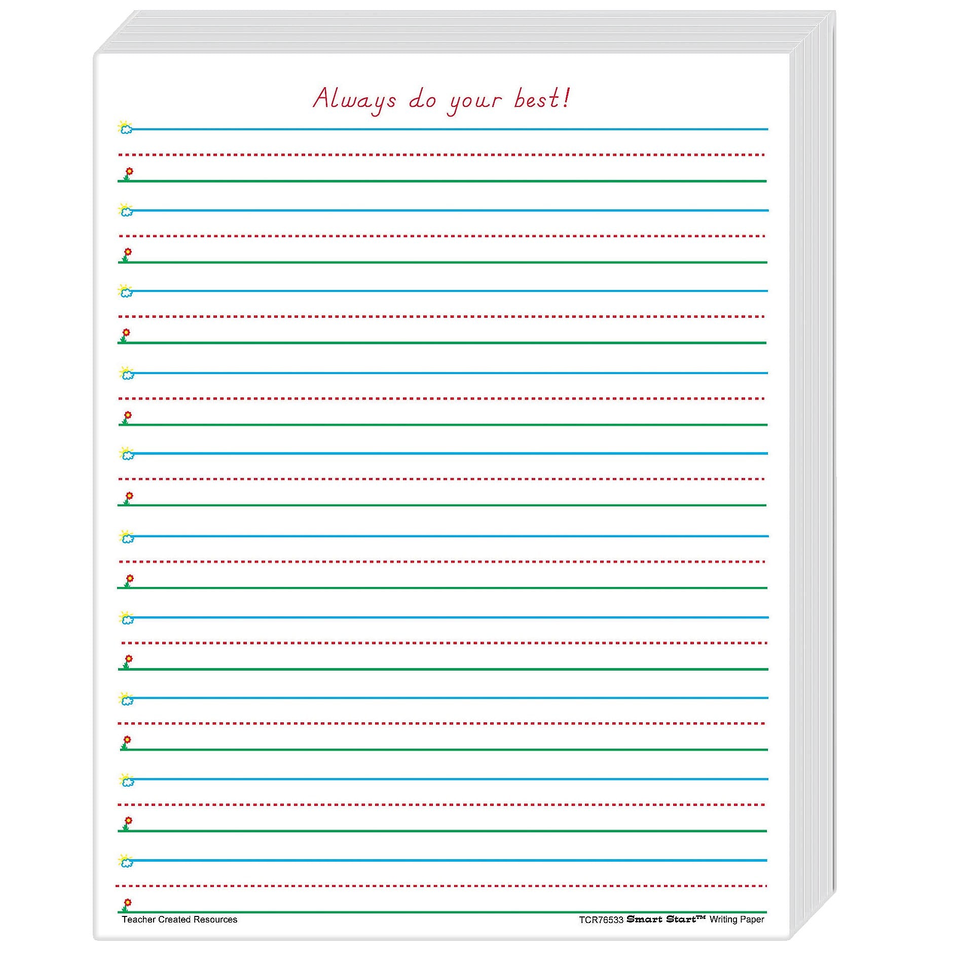 Teacher Created Resources Smart Start 1, 2 Writing Paper, Printed, Letter 8.5" x 11", White Paper, 360 Sheet
