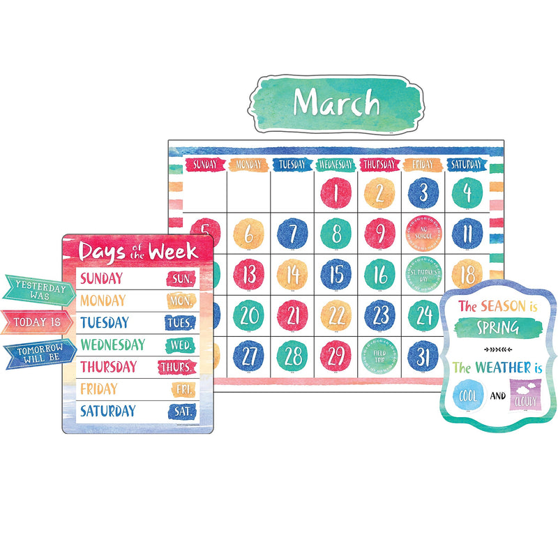 Teacher Created Resources® Watercolor Calendar Bulletin Board Set, 87 pieces (TCR8971)