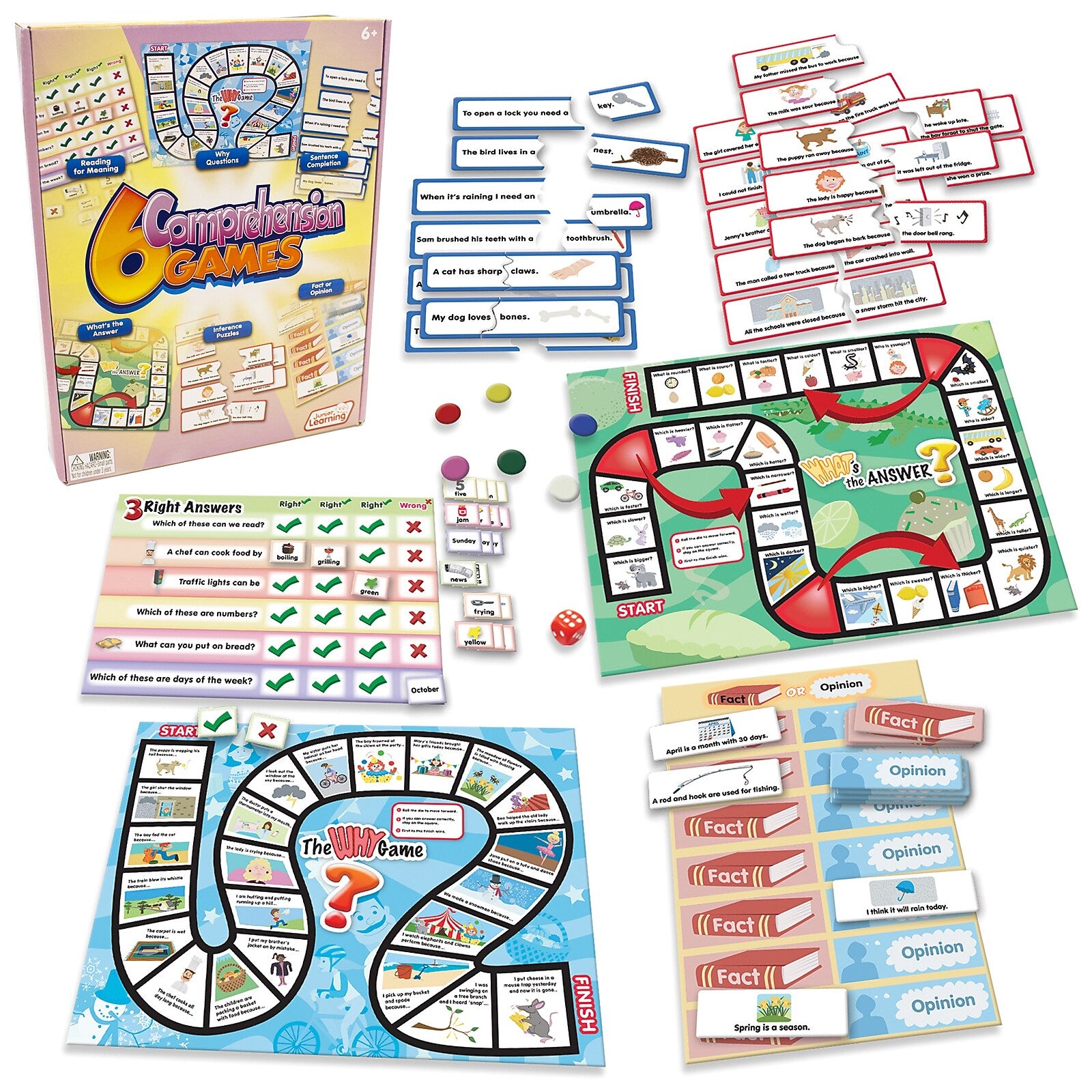 Junior Learning 6 Comprehension Games, multicolor (JRL406)