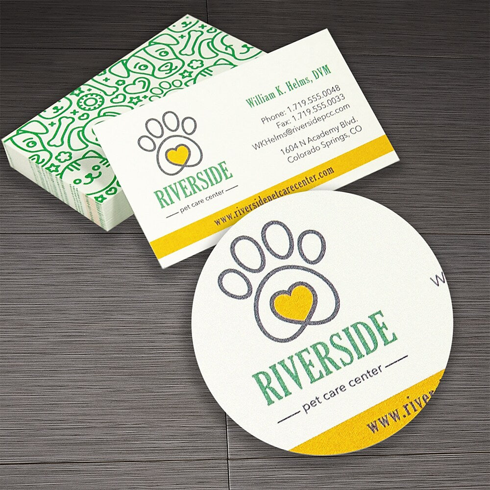 Full Color 2-sided Business Cards, Premium Stock Flat or Raised Print, 250