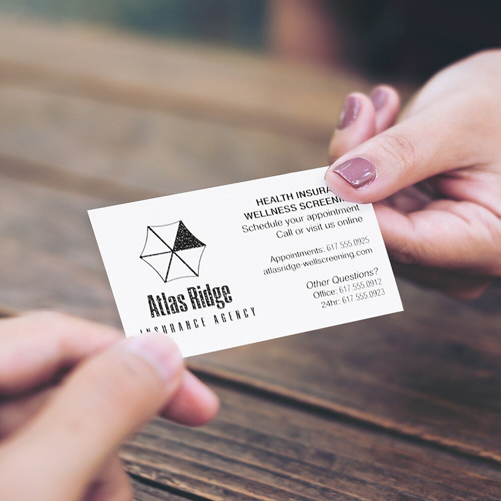Traditional 1 -Color, 1-Sided Business Cards, Standard, 2"x3-1/2", Qty 1000