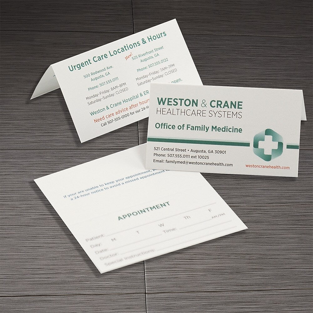 Custom Fold Over-Full Color Specialty Business Card, printed 2 sided, 14pt Uncoated, 2"x3-1/2, Qty 500