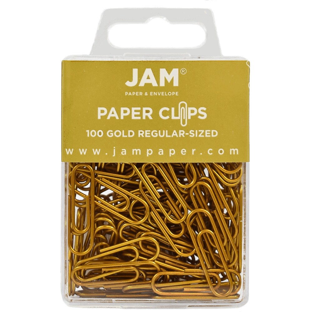 JAM Paper Small Paper Clips, Gold, 3 Packs of 100 (21832058B)