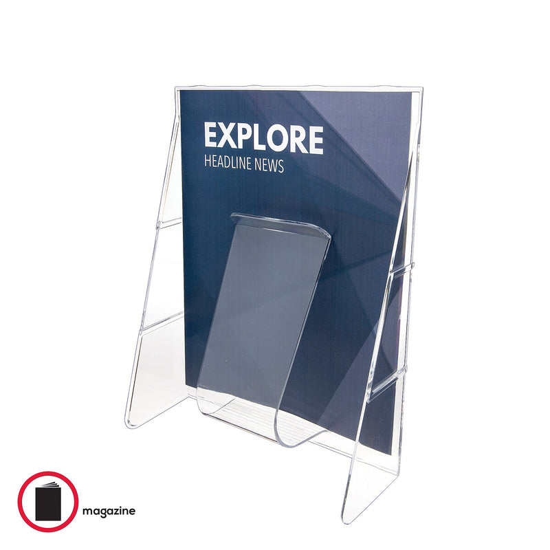 Deflect-O Stand-Tall Magazine Holder, Wall Mounted, Clear Plastic (55501)