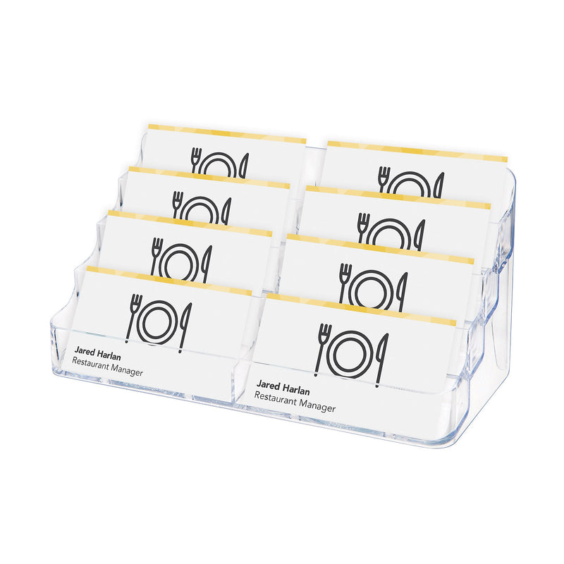 Deflect-O 8-Compartment Business Card Desktop Holder, 400-Card Capacity, Clear (70801)