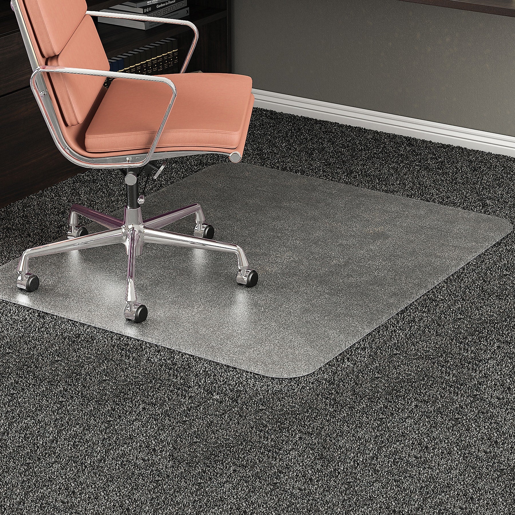 Deflect-O RollaMat Carpet Chair Mat, 46" x 60'', Medium-Pile, Clear (CM15443F)