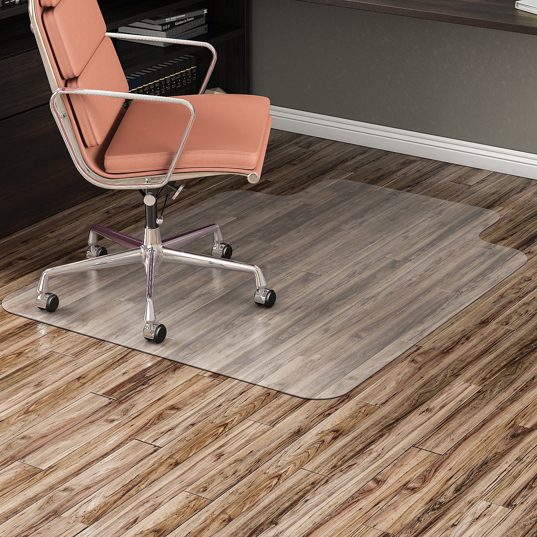 Deflect-O EconoMat Hard Floor Chair Mat with Lip, 45" x 53'', Clear (CM21232)