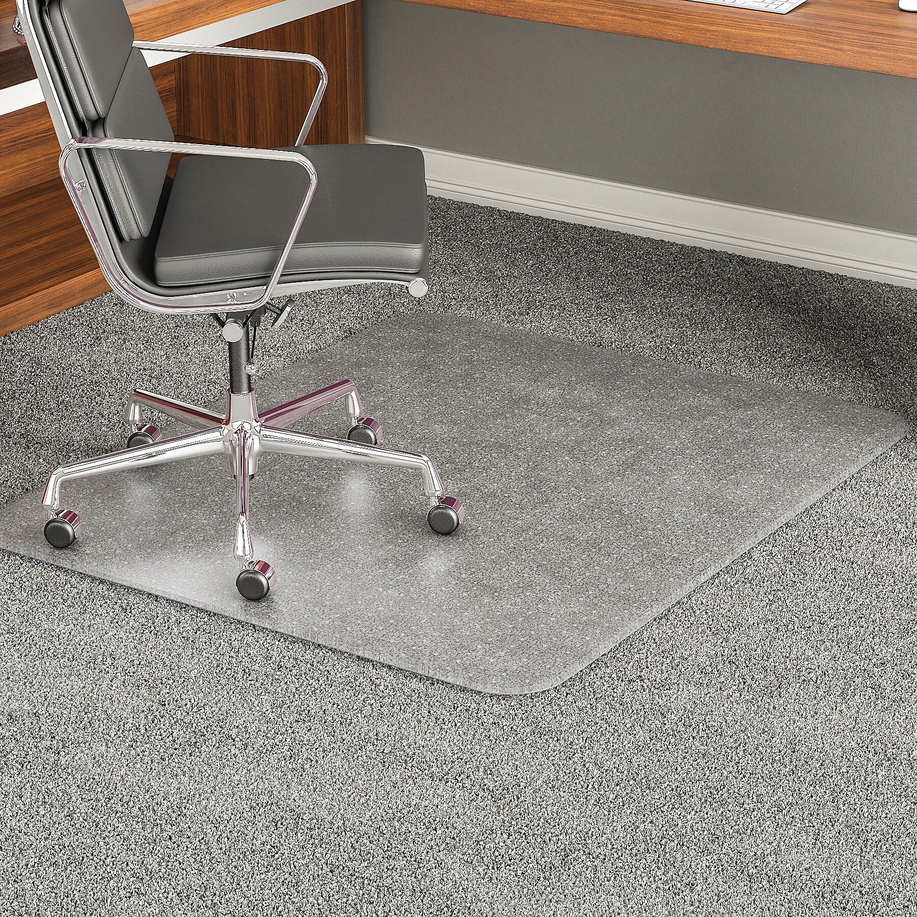 Deflect-O ExecuMat? Carpet Chair Mat, 46" x 60'', High-Pile, Clear (CM17443F)