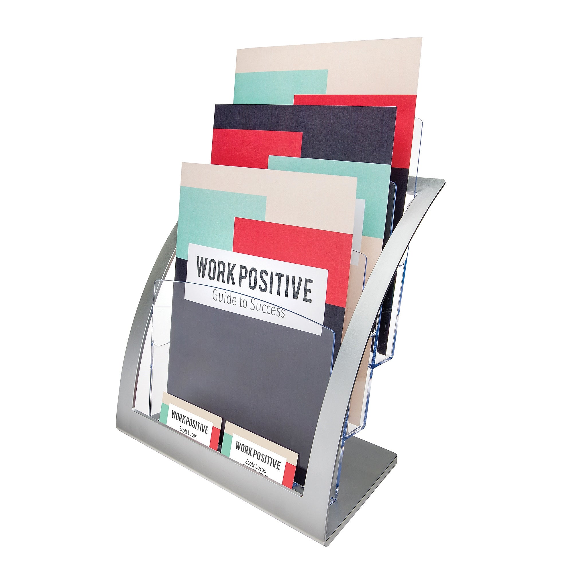Deflect-O 3-Compartment Plastic Magazine Rack, Silver (DEF693745)