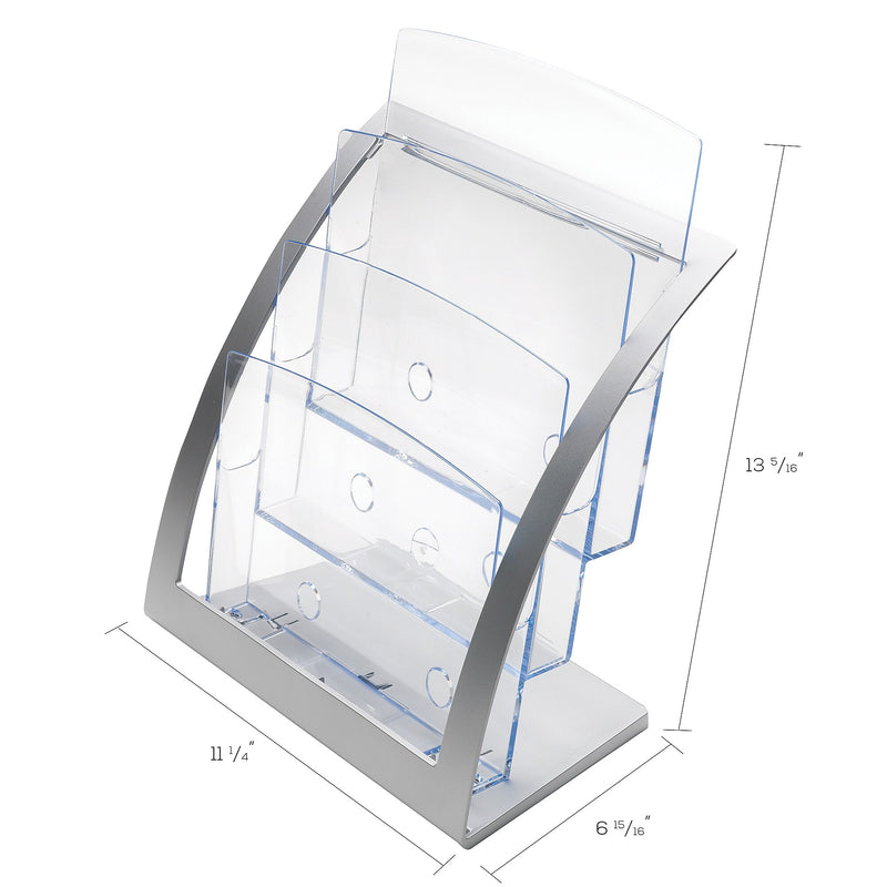 Deflect-O 3-Compartment Plastic Magazine Rack, Silver (DEF693745)