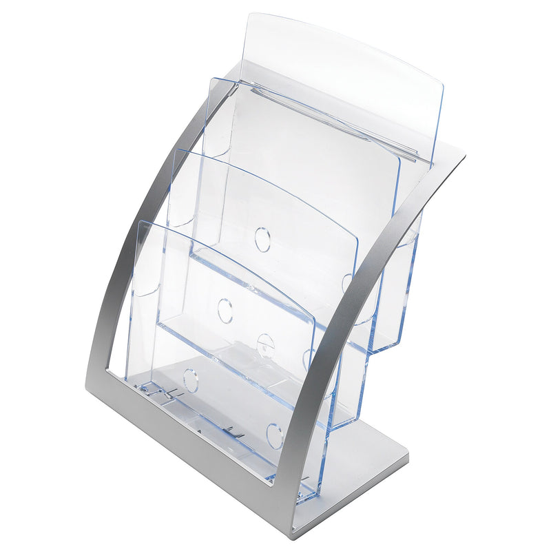 Deflect-O 3-Compartment Plastic Magazine Rack, Silver (DEF693745)