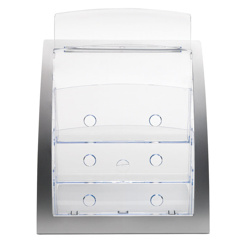 Deflect-O 3-Compartment Plastic Magazine Rack, Silver (DEF693745)