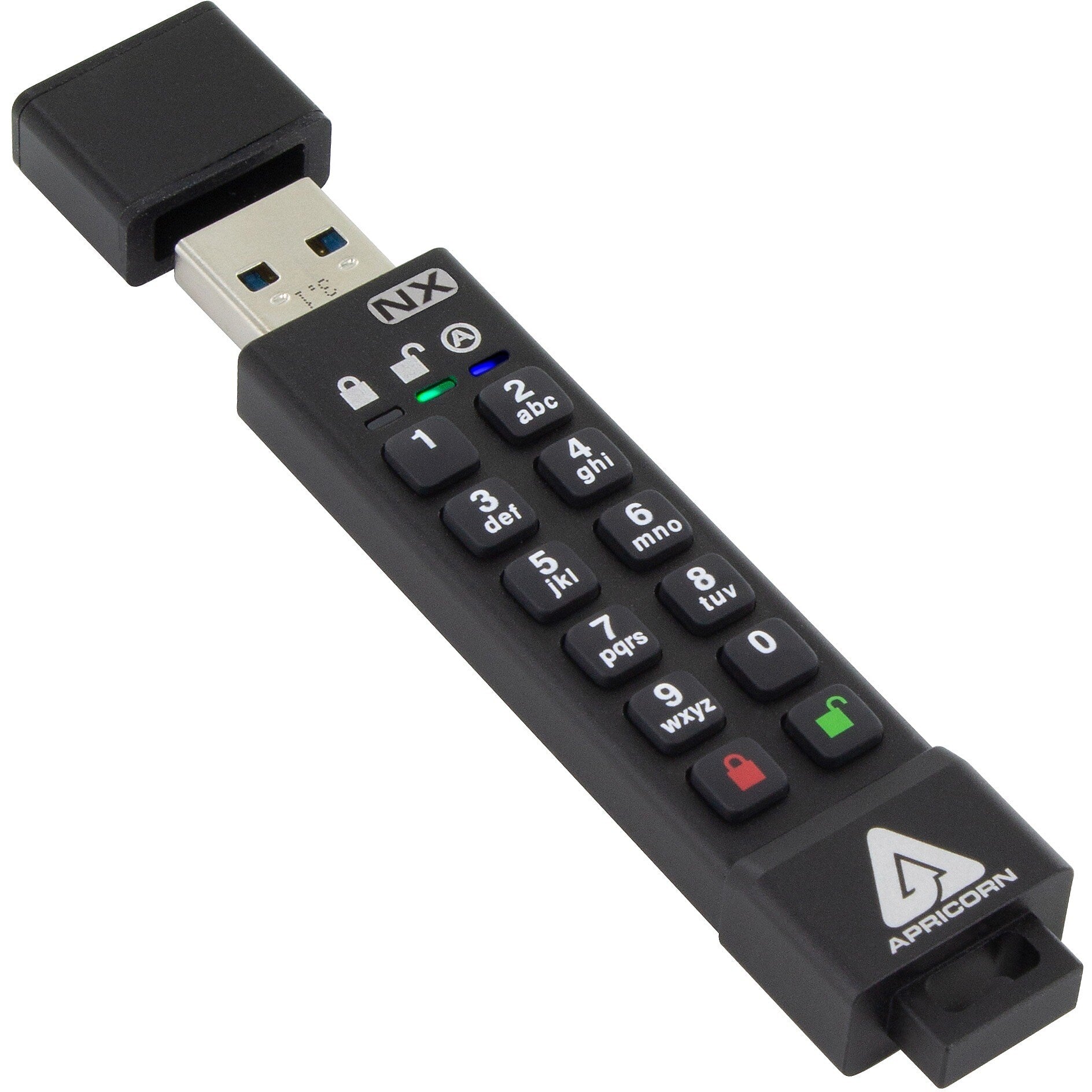 Apricorn ASK3-NX 4GB USB 3.1 Type A Flash Drive, Black (ASK3-NX-4GB)