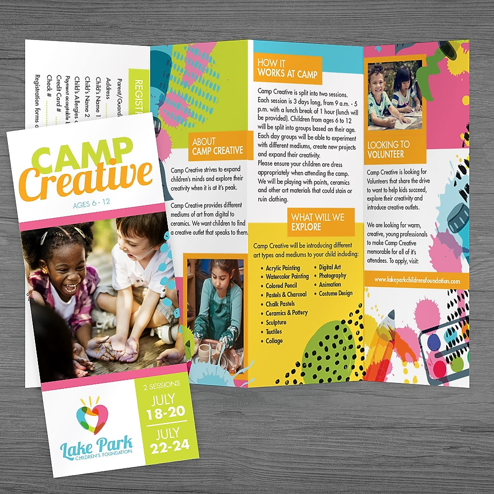 Custom 4 Panel Brochure, Dull or Gloss , 14" x 8 1/2", Qty 500