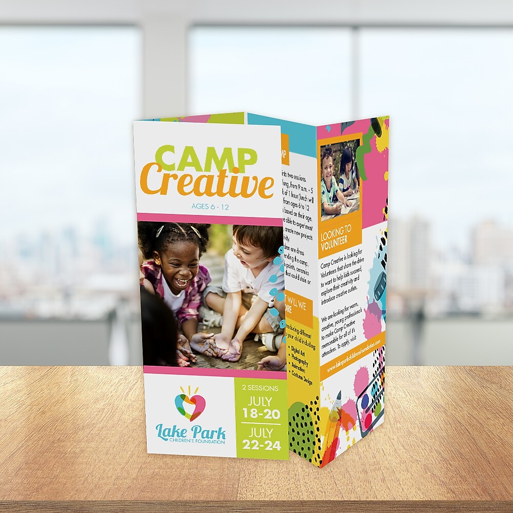 Custom 4 Panel Brochure, Dull or Gloss , 14" x 8 1/2", Qty 500