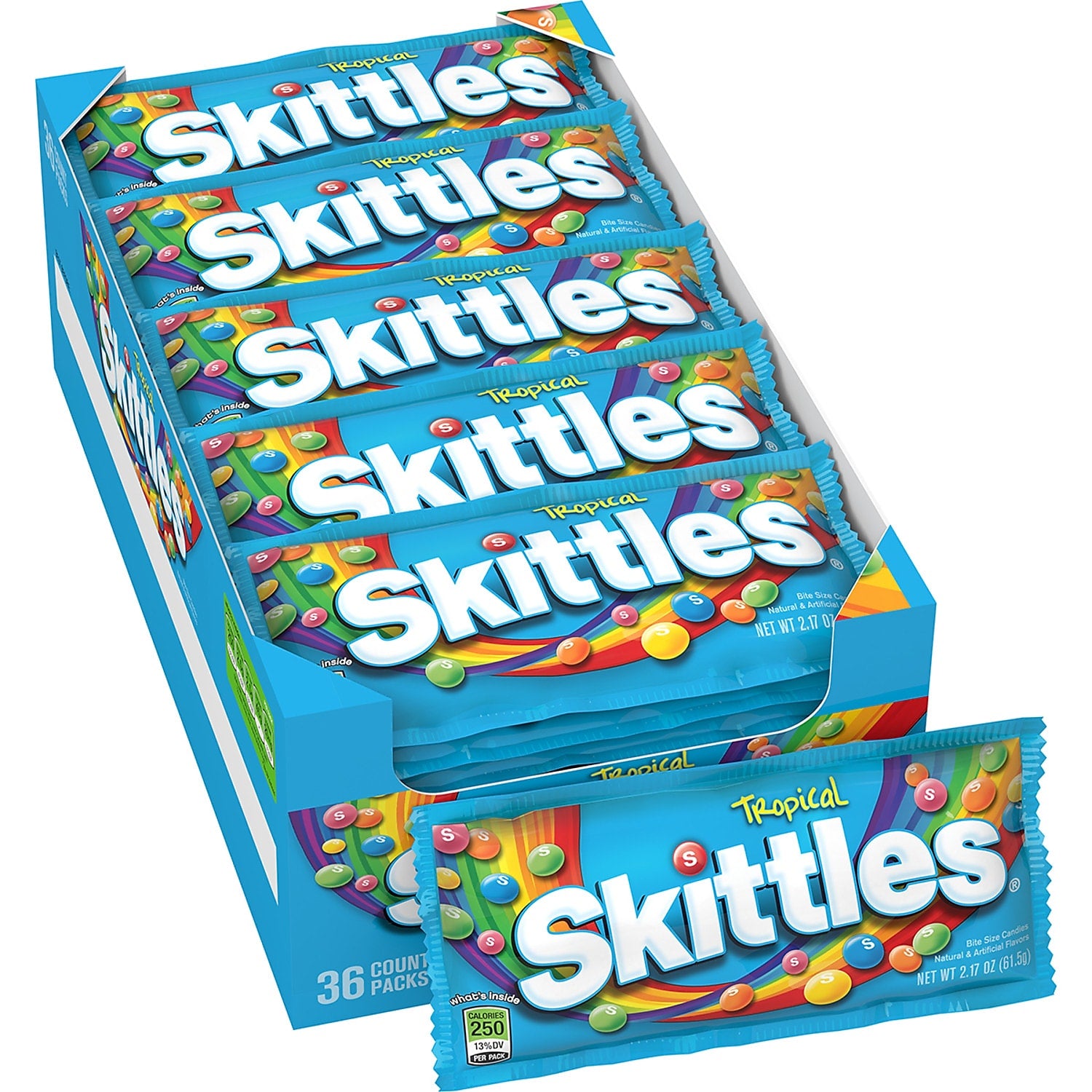 Skittles Tropical Fruit Flavored Candy, 2.17 oz, 36/Box (209-00175)