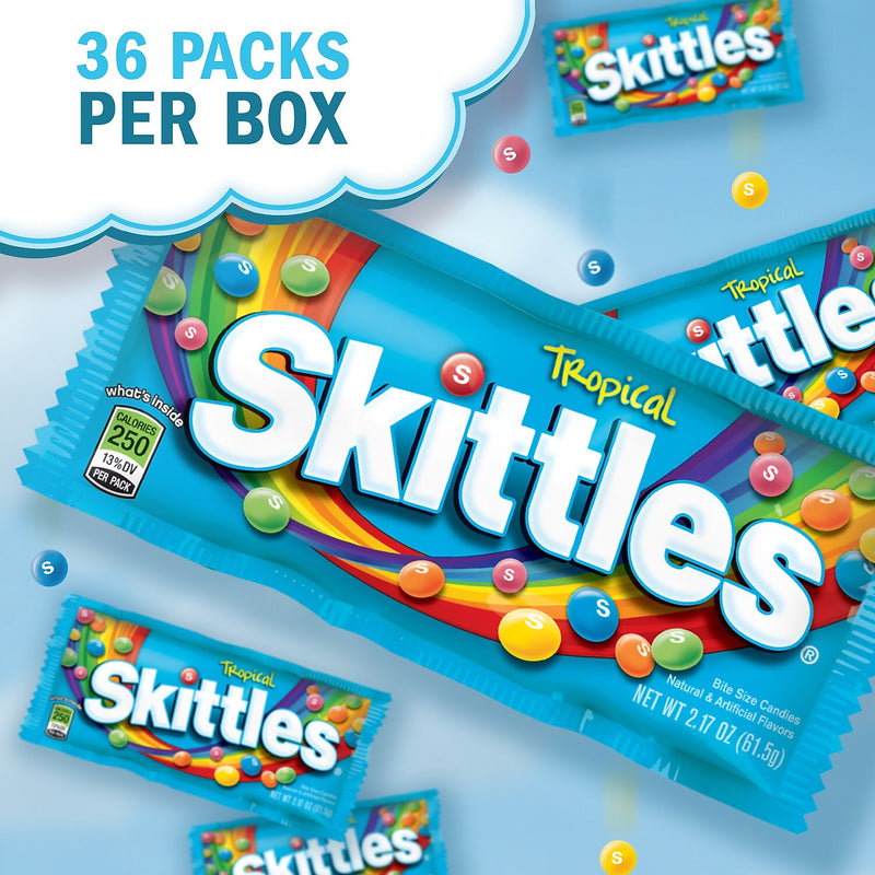 Skittles Tropical Fruit Flavored Candy, 2.17 oz, 36/Box (209-00175)