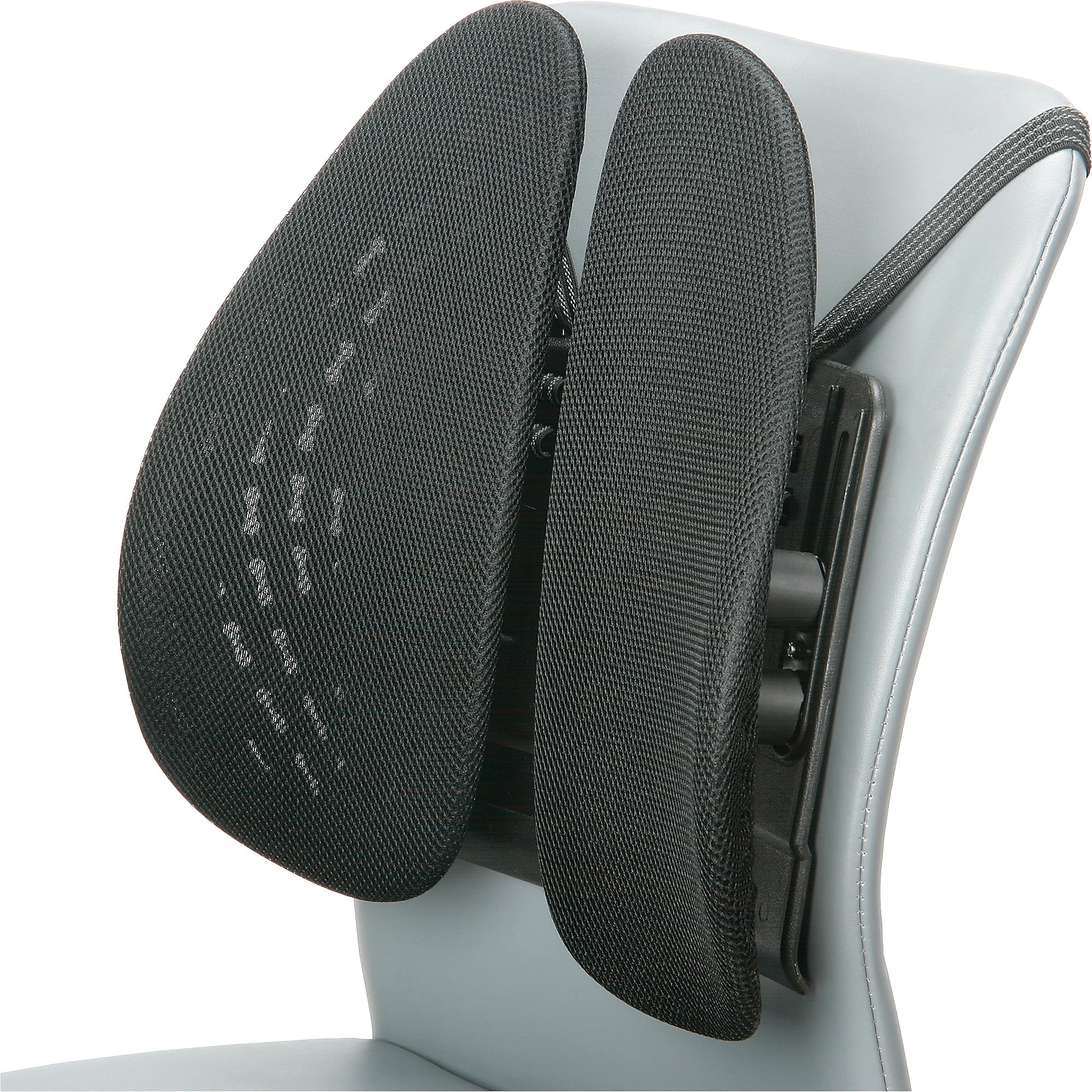 AbilityOne SKILCRAFT Ergonomic Backrest, Adjustable Strap, Adjustable Height, Machine Wash, Removable Cover, Strap Mount, Black