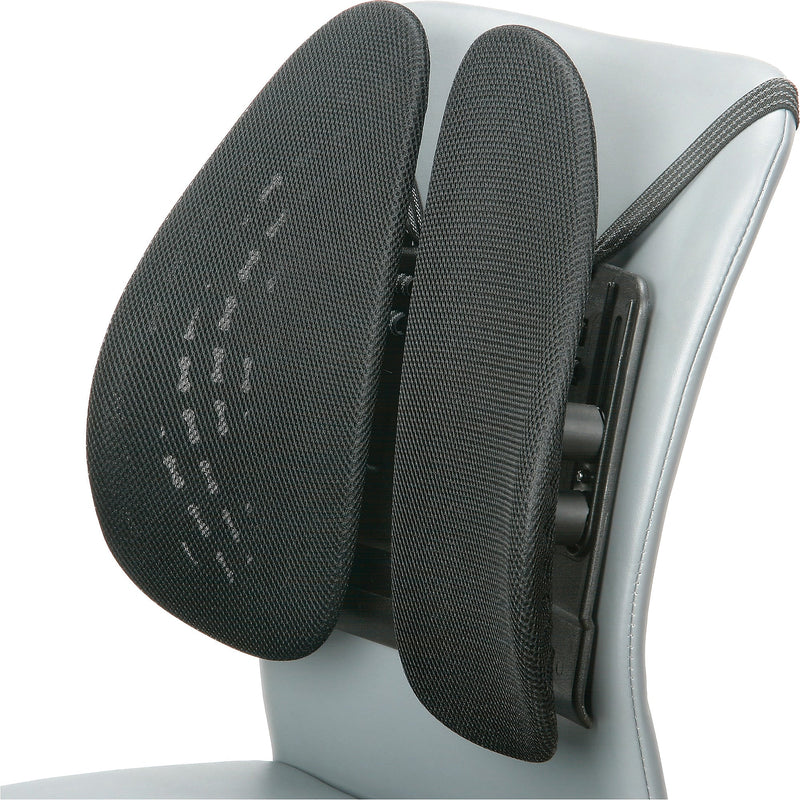 AbilityOne SKILCRAFT Ergonomic Backrest, Adjustable Strap, Adjustable Height, Machine Wash, Removable Cover, Strap Mount, Black