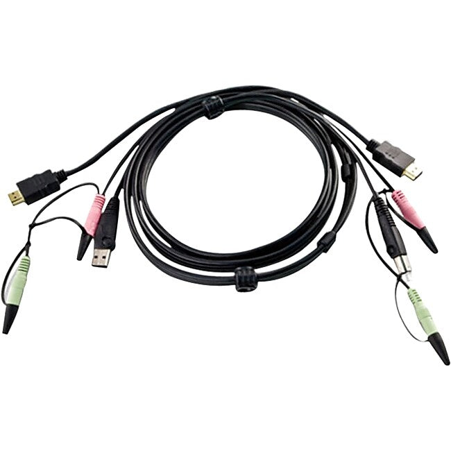 Aten 2L-7D02UH 5.91ft HDMI/Mini-phone/USB KVM Cable, Black