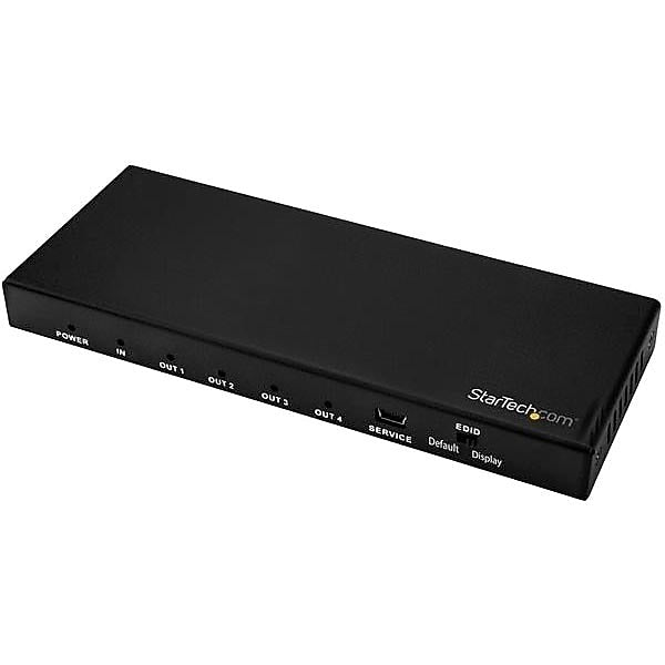 StarTech.com 4 Port HDMI Splitter, 4K 60Hz, 1x4 Way HDMI 2.0 Splitter, HDR, ST124HD202