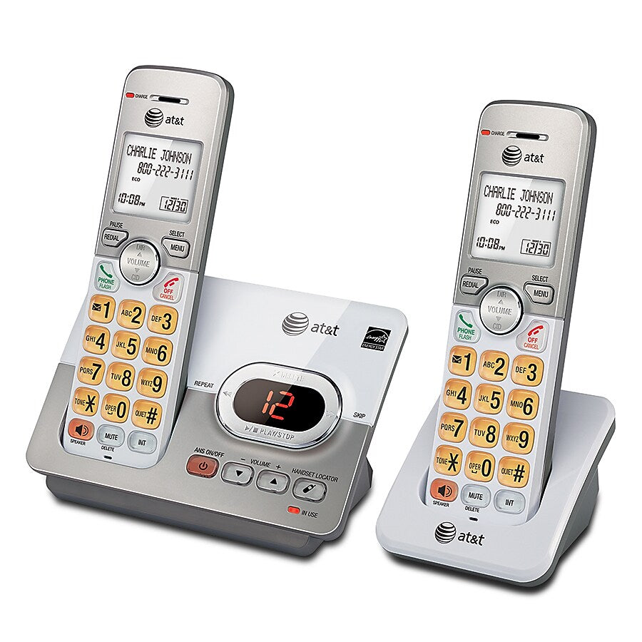 AT&T EL52203 DECT 6.0 2-Handset Cordless Telephone, Silver (EL52203)