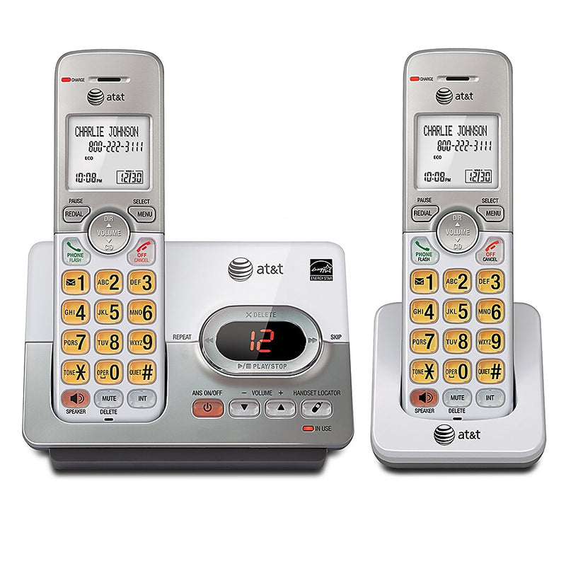 AT&T EL52203 DECT 6.0 2-Handset Cordless Telephone, Silver (EL52203)