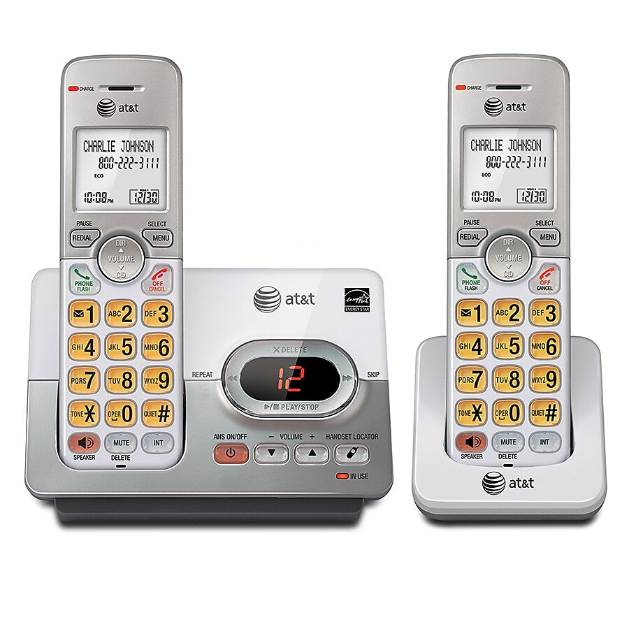 AT&T EL52203 DECT 6.0 2-Handset Cordless Telephone, Silver (EL52203)