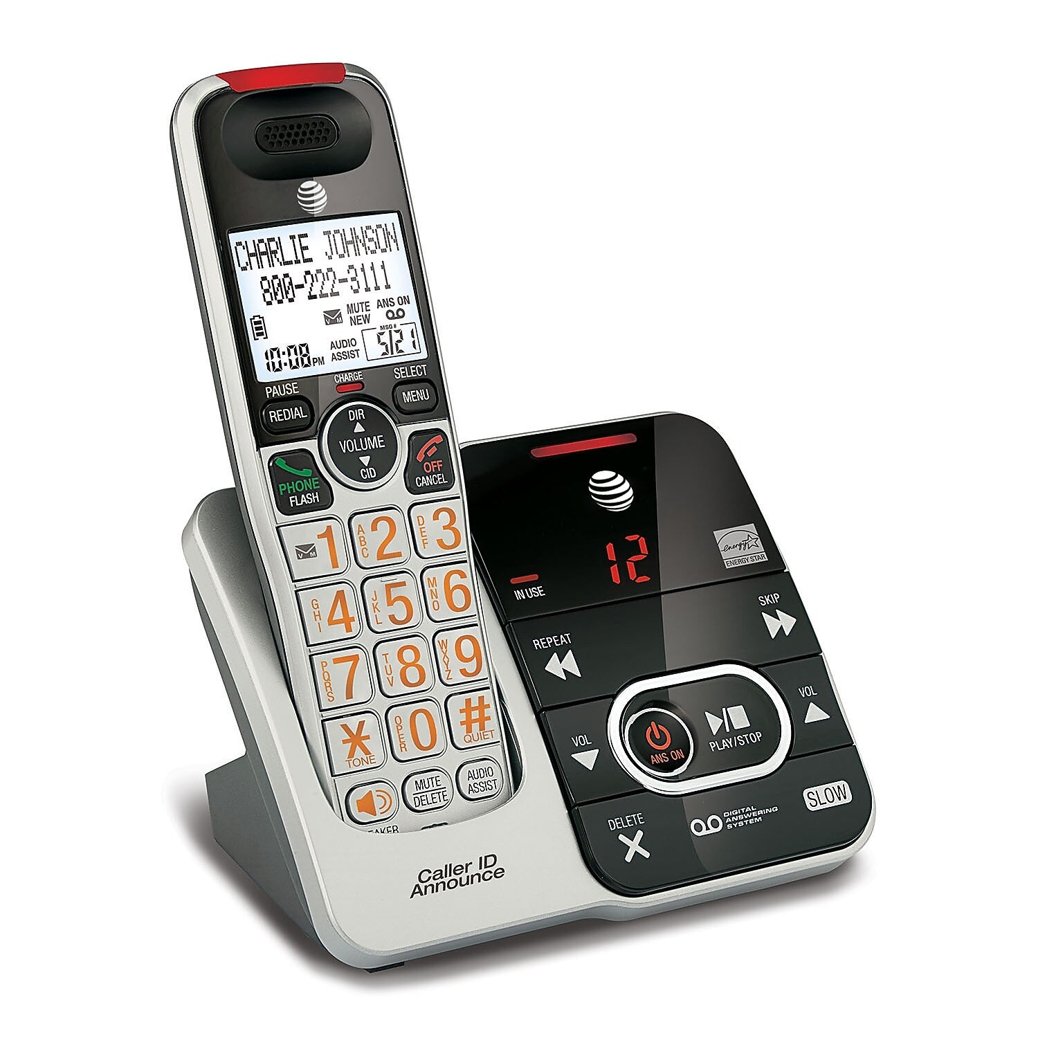 AT&T CRL32102 DECT 6.0 Cordless Telephone, Silver/Black (CRL32102)