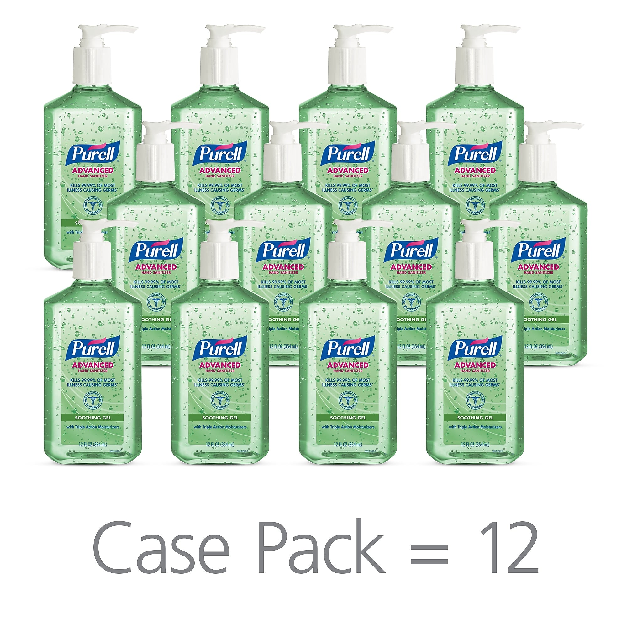 PURELL Advanced 70% Alcohol Gel Hand Sanitizer, Fresh Scent, 12 oz., 12/Carton (3639-12CT)