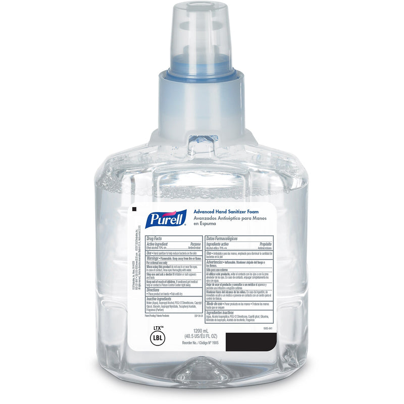 PURELL Advanced 70% Alcohol Foaming Hand Sanitizer Refill for LTX-12 Dispenser, 1200 mL., 2/Carton (1905-02)