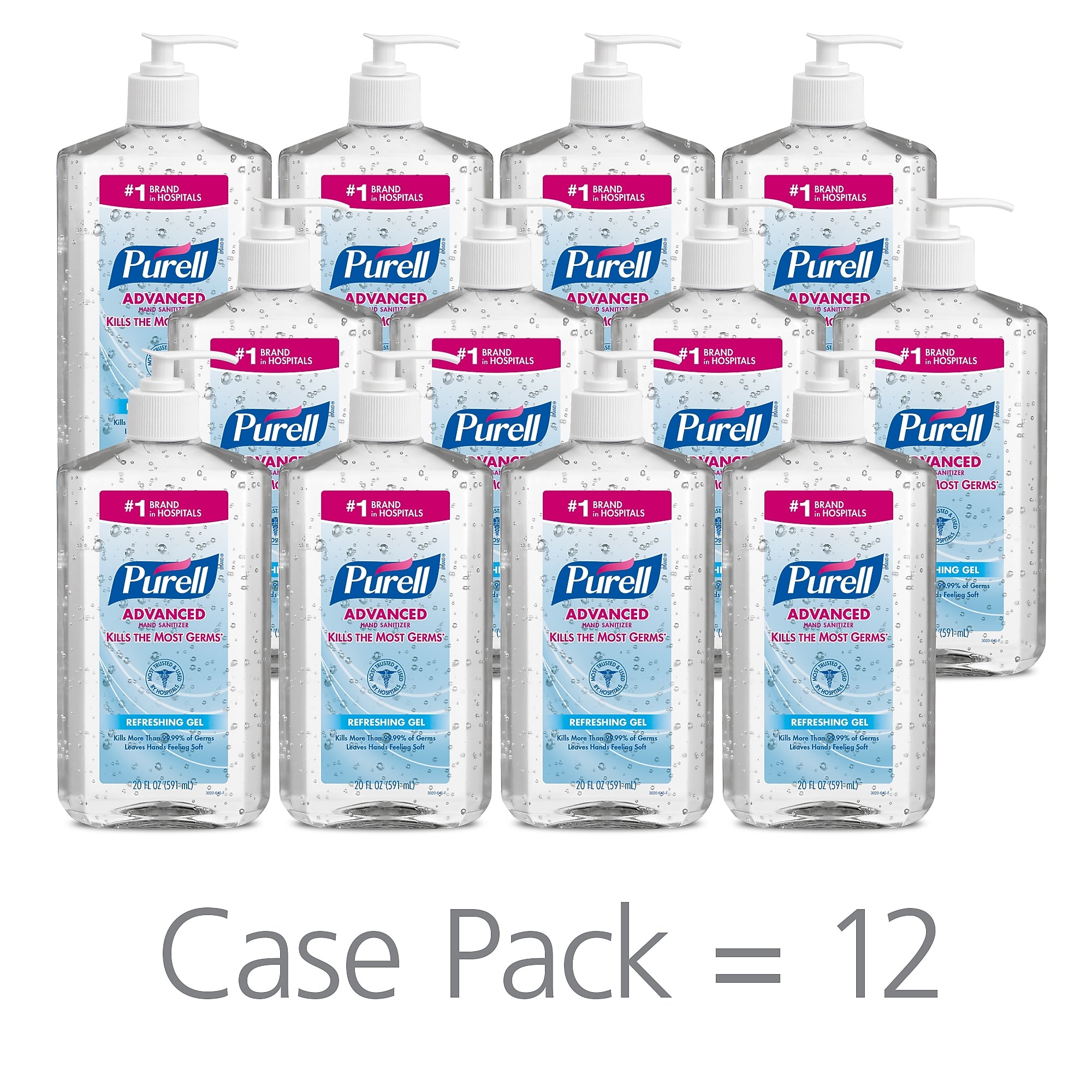PURELL Advanced 70% Alcohol Gel Hand Sanitizer, Clean Scent, 20 oz., 12/Carton (3023-12)