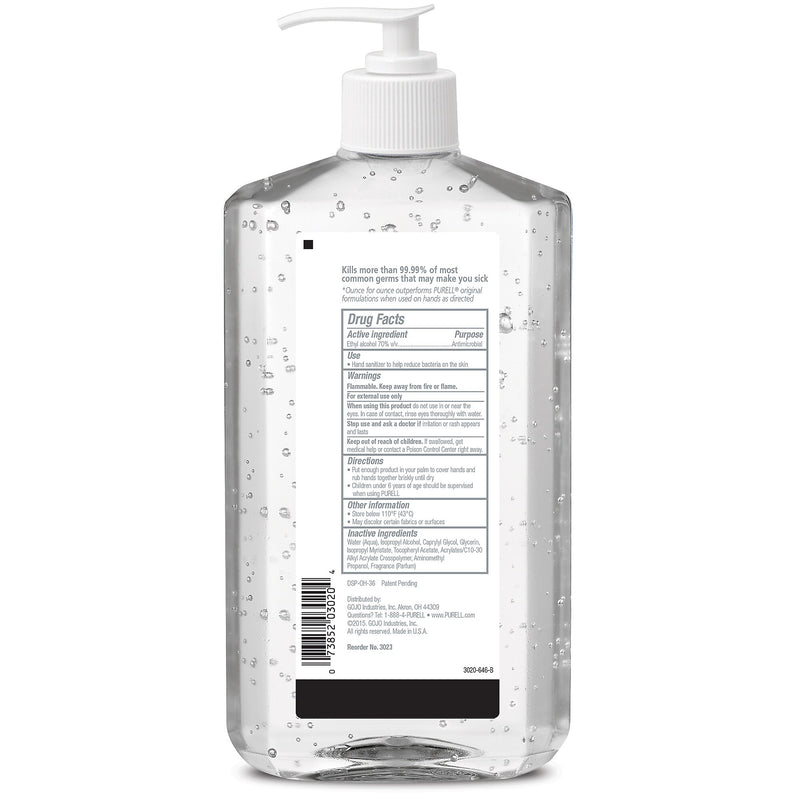 PURELL Advanced 70% Alcohol Gel Hand Sanitizer, Clean Scent, 20 oz., 12/Carton (3023-12)