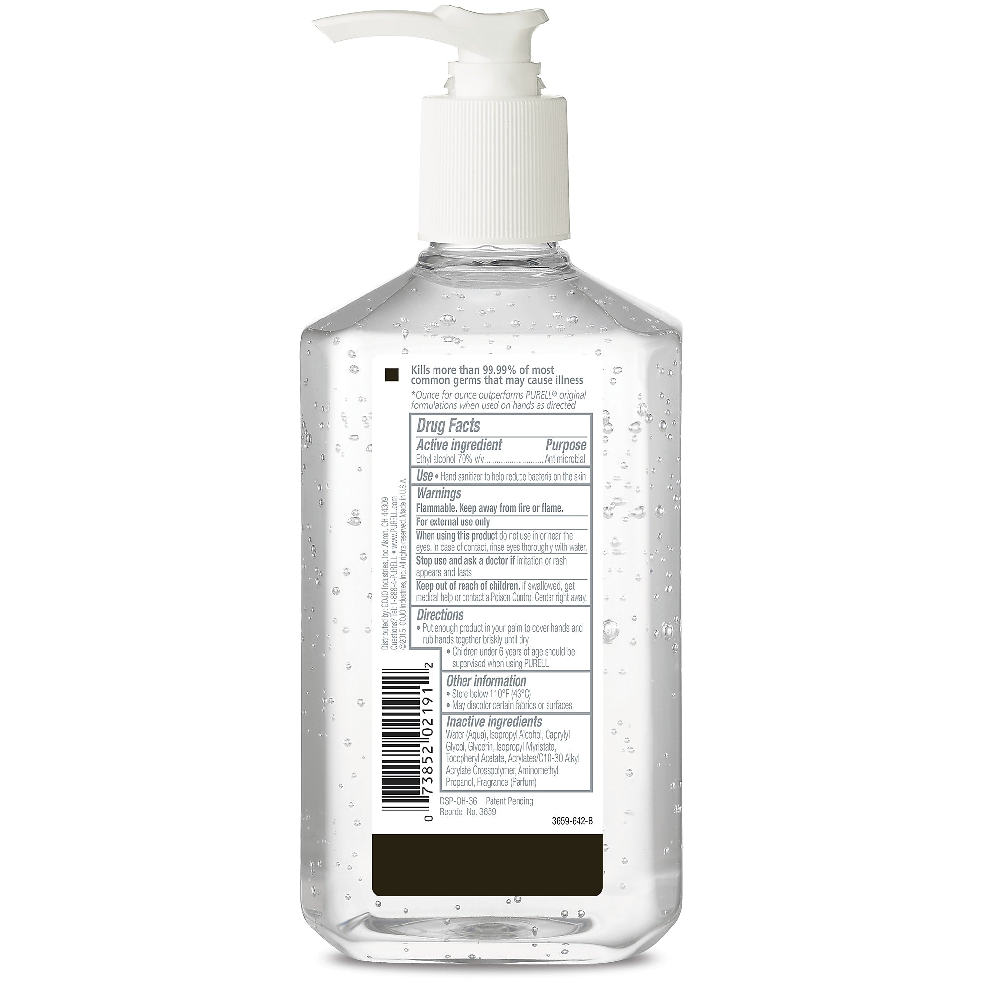 PURELL Advanced 70% Alcohol Gel Hand Sanitizer, Clean Scent, 12 oz., 12/Carton (3659-12)