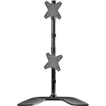 StarTech Vertical Dual Monitor Stand, Aluminum Adjustable, Up to 27", Black/Silver (ARMDUOVS)