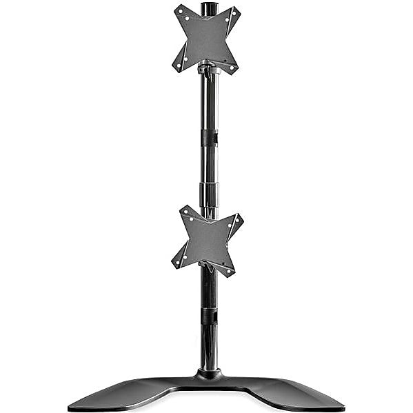 StarTech Vertical Dual Monitor Stand, Aluminum Adjustable, Up to 27", Black/Silver (ARMDUOVS)