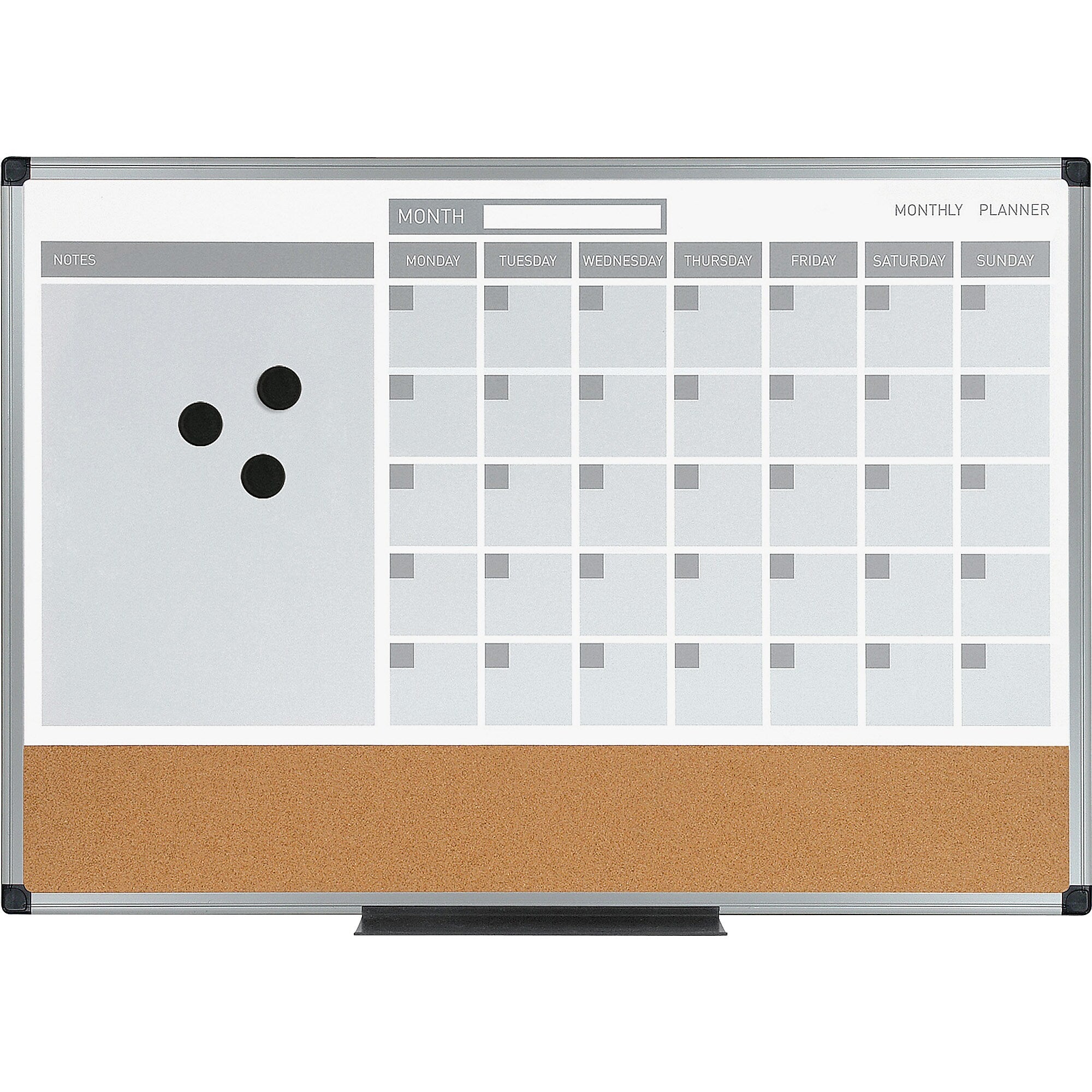 MasterVision 3-in-1 Calendar Planner Magnetic Combo Dry-Erase & Bulletin Board, 3' x 2' (BVCMB0707186P)