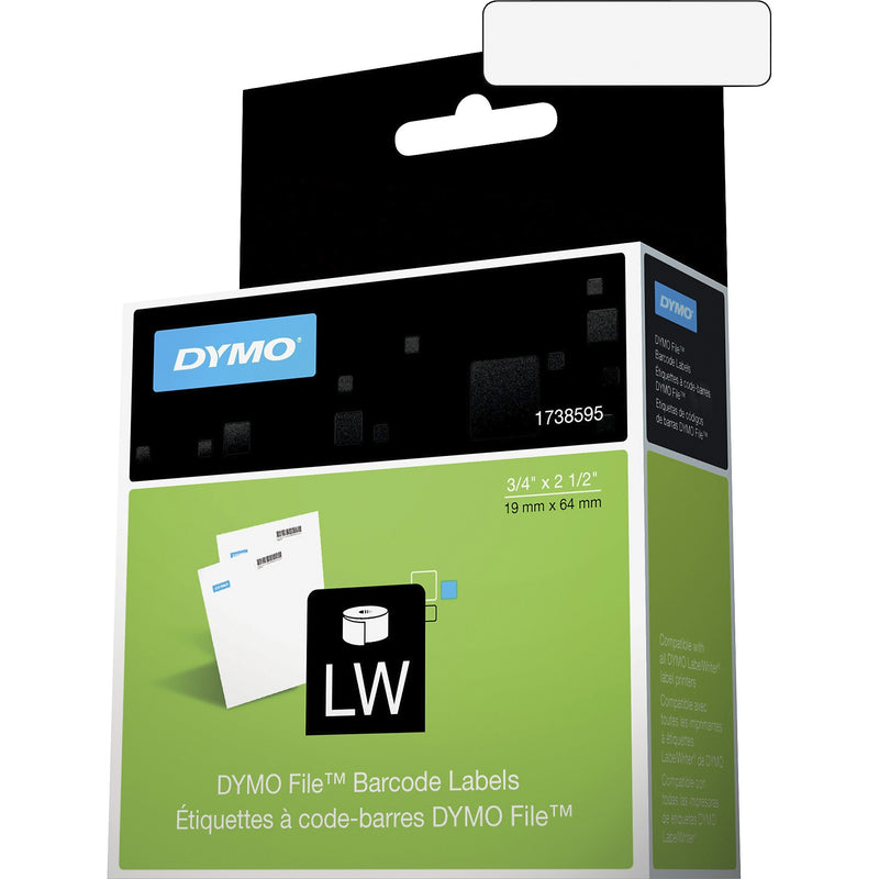 DYMO File 1738595 Barcode Label, 3/4"W, Black on White, Roll