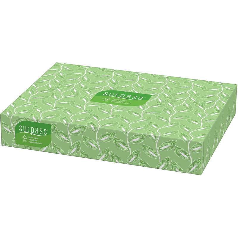 Surpass Facial Tissue, 2 Ply, 8" x 8.30", White, 125 Sheets Per Box, 60/Carton