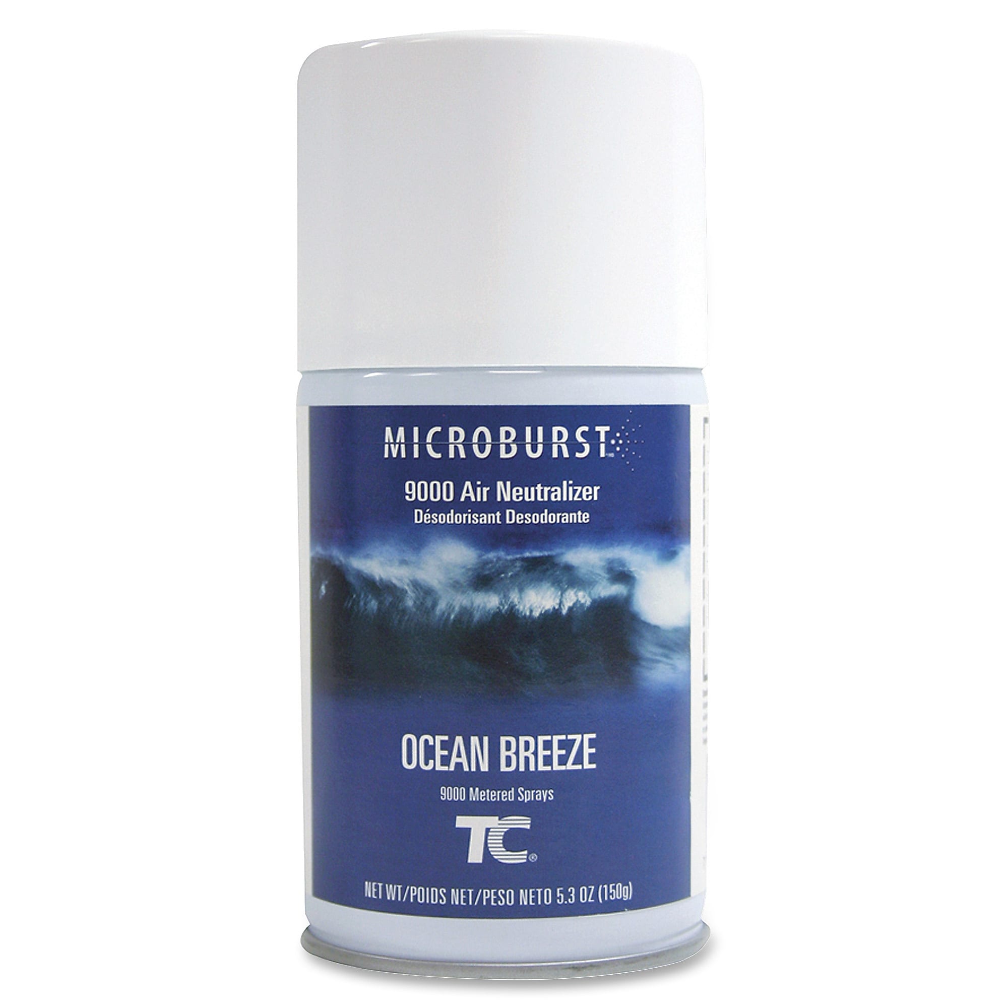 Rubbermaid Microburst 9000 Aerosol Dispenser Refill, Ocean Breeze, 5.3 oz., 4/Carton (401247)