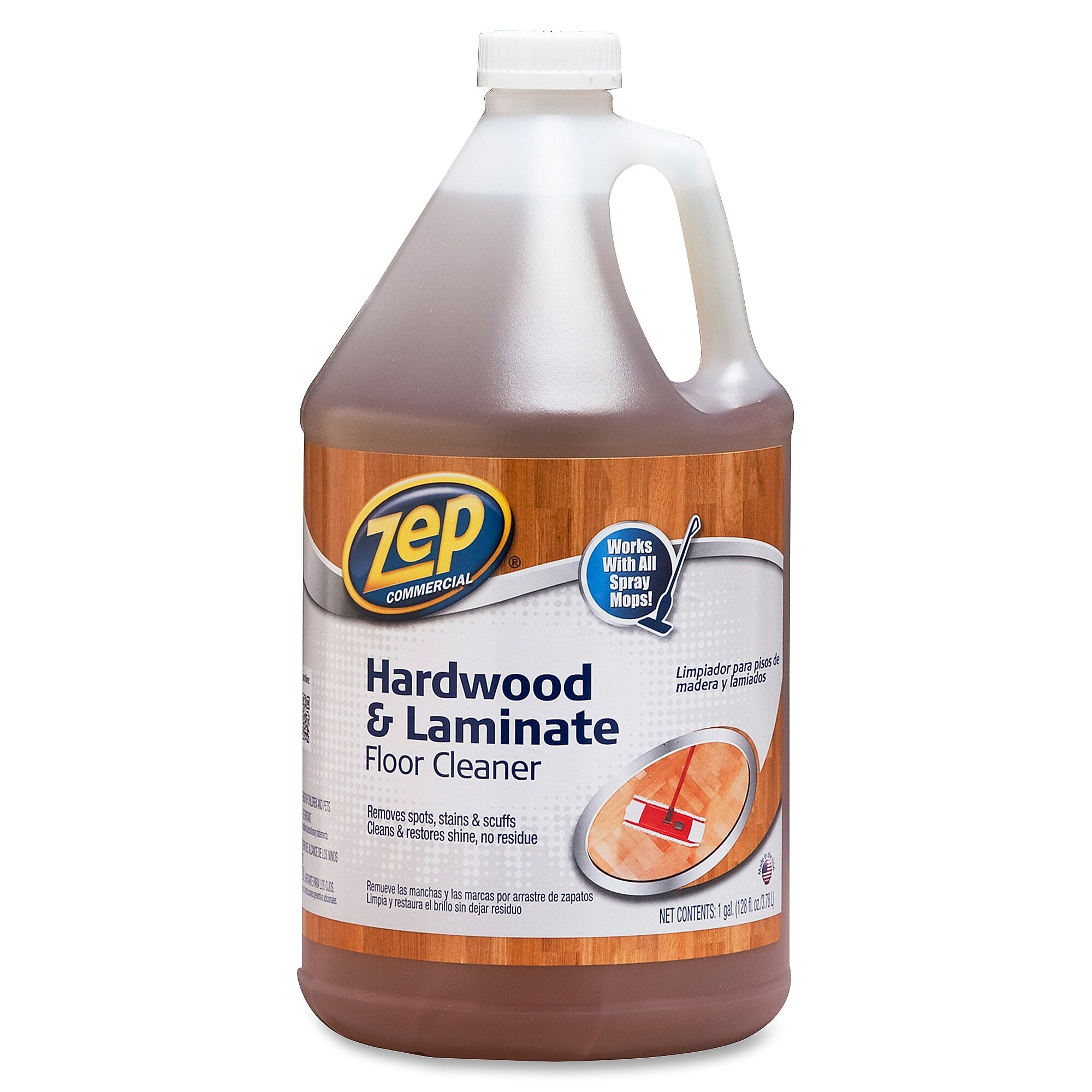 Zep Commercial Hardwood/Laminate Floor Cleaner, Liquid, 1 gal, 4/Carton (ZPEZUHLF128CT)
