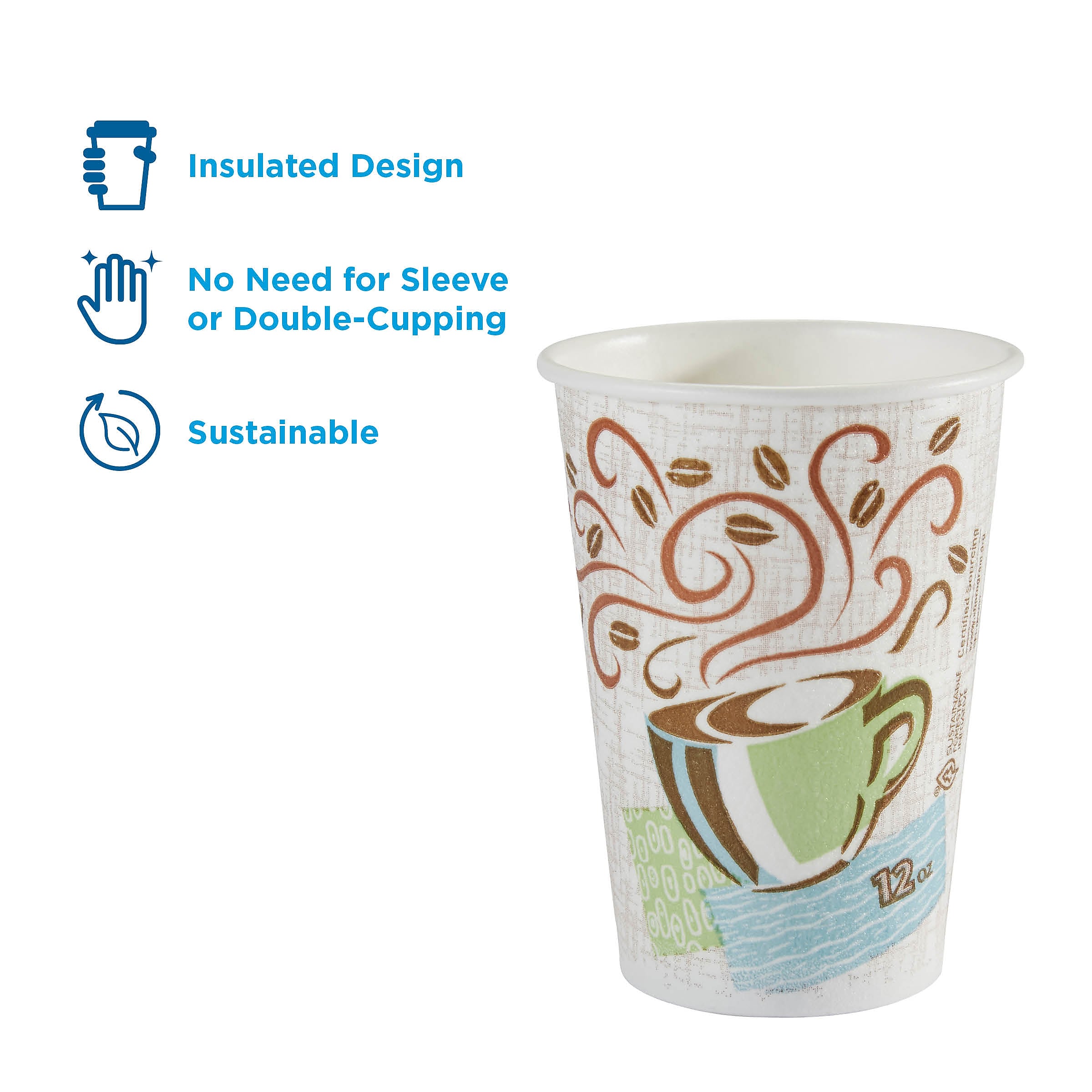 Dixie PerfecTouch Insulated Paper Hot Cup, 12 Oz., Coffee Haze, 160/Pack (5342CDSBP)