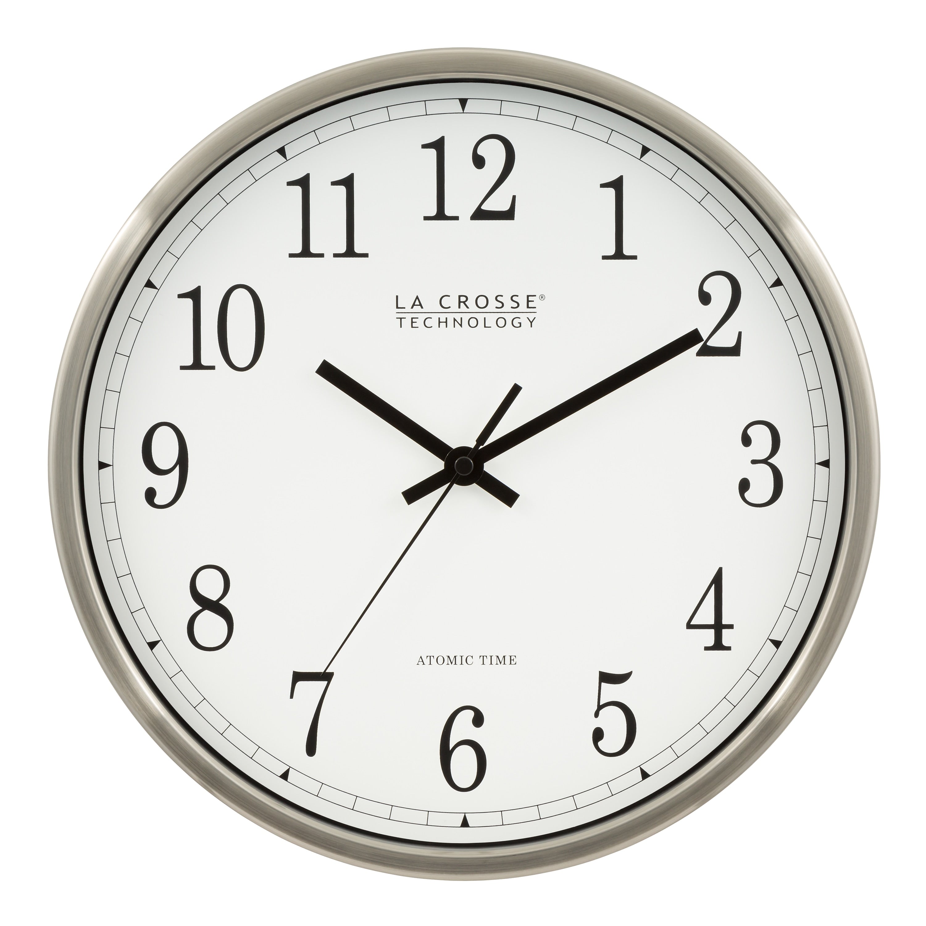 La Crosse Technology 12 Inch Atomic Analog Wall Clock, Stainless Steel (WT-3126B)