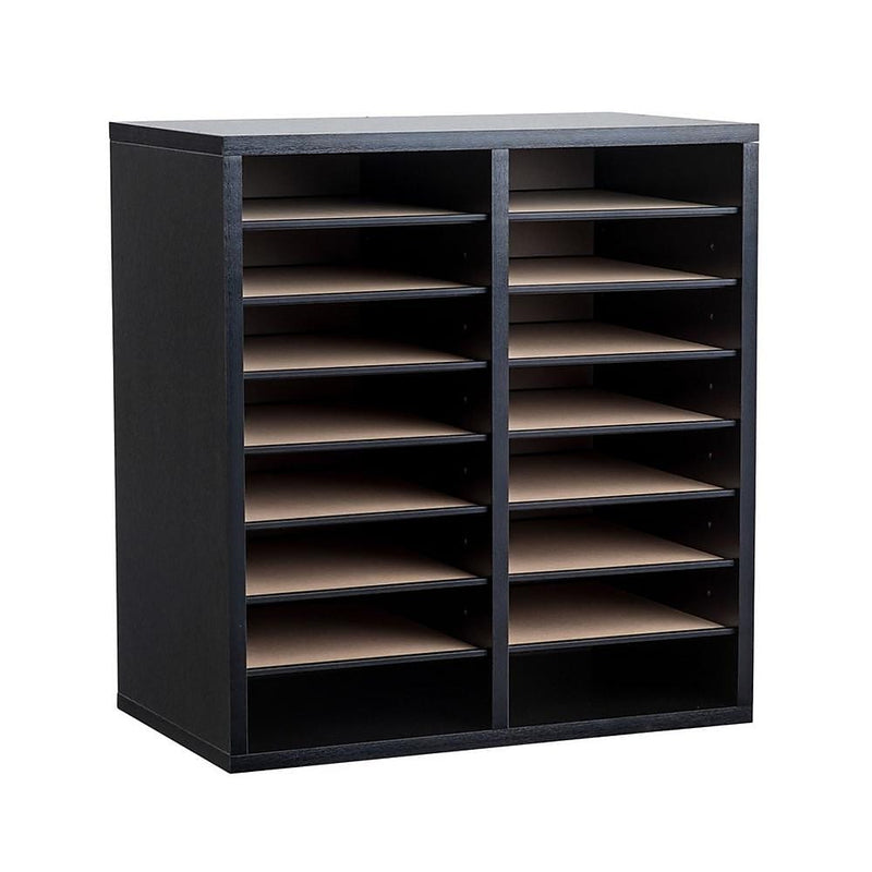 AdirOffice 500 Series 16-Compartment Literature Organizer, 20" x 11.8", Black (500-16-BLK)