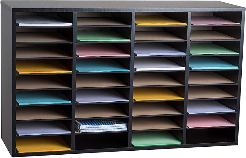 AdirOffice 36-Compartment Literature Organizer, 11.8" x 39.3", Black (500-36-BLK)