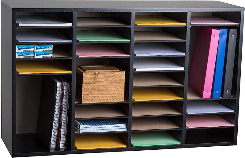 AdirOffice 36-Compartment Literature Organizer, 11.8" x 39.3", Black (500-36-BLK)