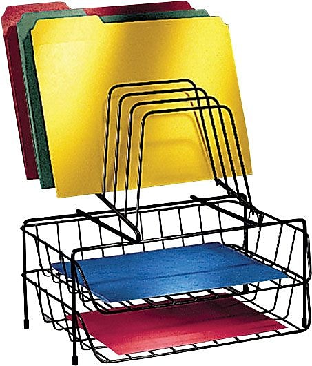 Fellowes® Wire Desk Accessories,  Combination Organizer,  Double Letter Tray with Step File®