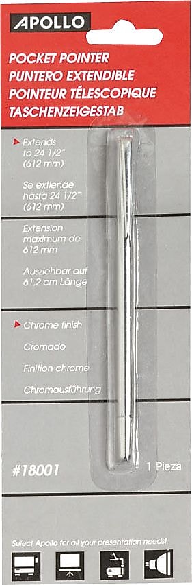Apollo Extendible Pocket-Size Presentation Pointer, Chrome (18001)